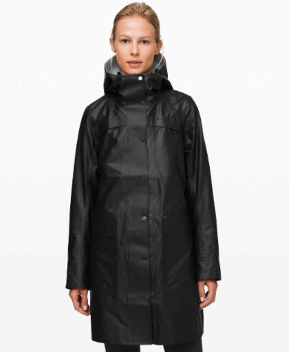 LULULEMON Into the Drizzle Jacket Black Holistic White Sz 2 $248